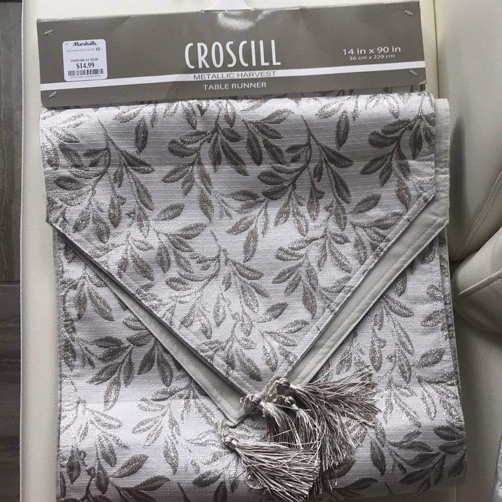Silver tassel table runner!